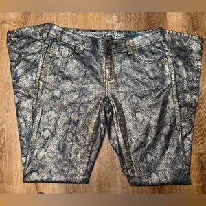 INC Snakeskin Skinny Jeans Women’s Size 6 Metallic Coated Jeans Y2K